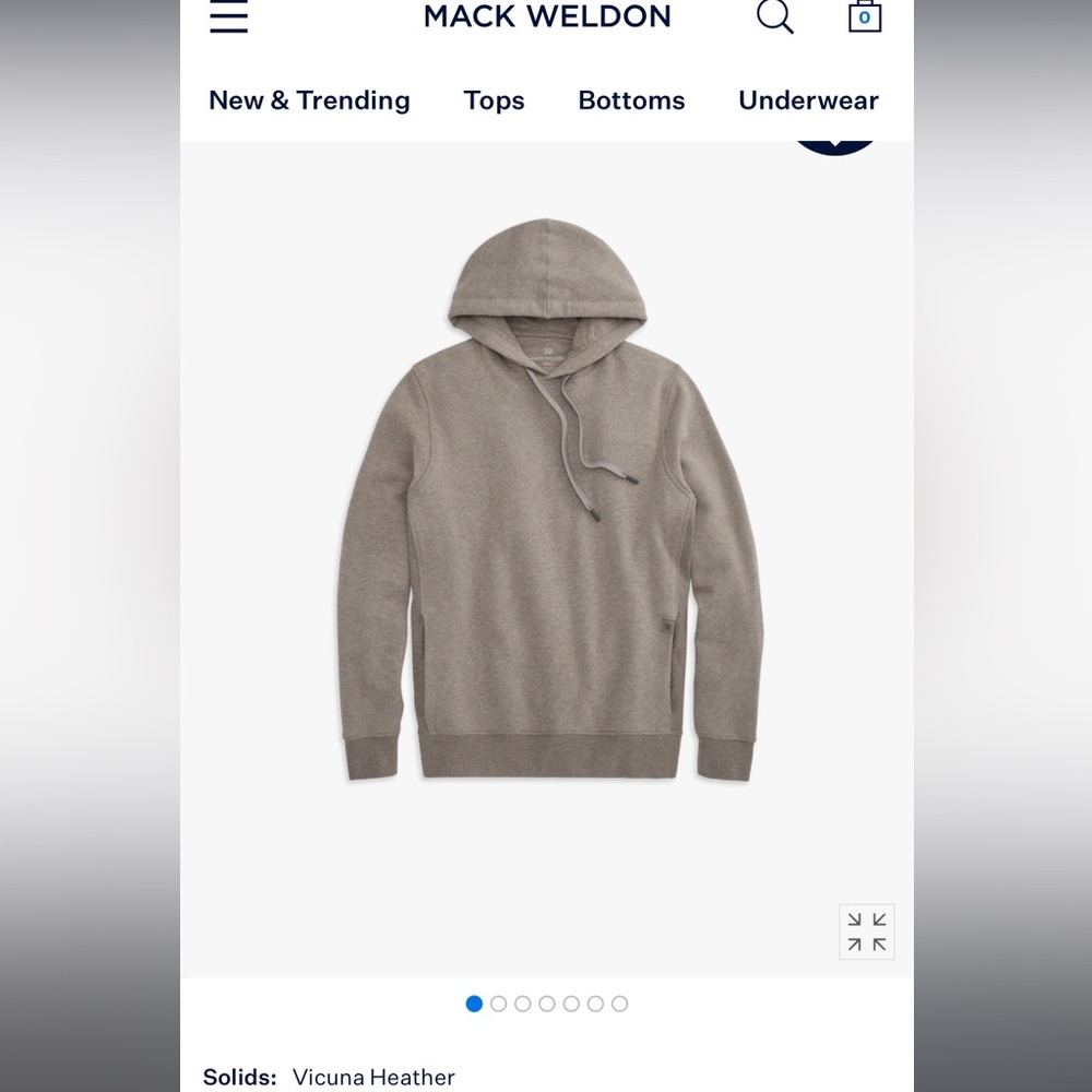 Mack Weldon ACE Pullover Hooded Sweatshirt in Vicuna Heather XL